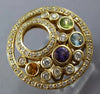 LARGE 1.45CT DIAMOND & AAA MULTI GEM 14KT YELLOW GOLD 3D BEZEL CIRCULAR FUN RING