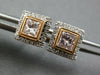 .66CT WHITE & PINK DIAMOND 18KT ROSE GOLD 3D PRINCESS & ROUND HALO STUD EARRINGS