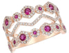 WIDE 1.10CT DIAMOND & AAA RUBY 14KT ROSE GOLD 3D MULTI FLOWER ANNIVERSARY RING