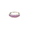 ESTATE AAA PINK SAPPHIRE 18KT WHITE GOLD 3D CLASSIC 3 ROW PAVE ANNIVERSARY RING