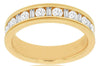 1.0CT DIAMOND 14KT YELLOW GOLD ROUND & BAGUETTE CHANNEL WEDDING ANNIVERSARY RING