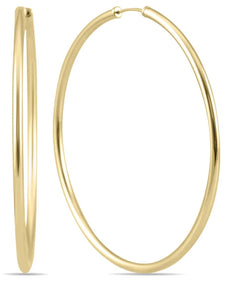 ESTATE EXTRA LARGE 14K YELLOW GOLD 3D CLASSIC FLEXIBLE FUN HOOP HANGING EARRINGS