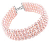 ESTATE WIDE AAA PINK PEARL 18KT WHITE GOLD 3D TRIPLE ROW CLASSIC FUN BRACELET