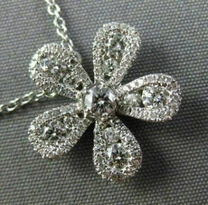 ESTATE .53CT DIAMOND 18K WHITE GOLD 4 CLOVER ETOILE HALO FLOWER FLOATING PENDANT