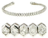 LARGE 6.0CT DIAMOND 14KT WHITE GOLD 3D ROUND SEMI BEZEL HEXAGON TENNIS BRACELET