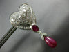 EXTRA LARGE 12.0CT DIAMOND & AAA RUBY 14K WHITE GOLD 3D HEART HANGING EARRINGS