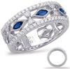 WIDE .66CT DIAMOND & AAA SAPPHIRE 14KT WHITE GOLD 3D FILIGREE ANNIVERSARY RING