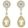 LARGE 10.77CT DIAMOND & AAA BLUE TOPAZ & GREEN QUARTZ 18KT 2 TONE GOLD EARRINGS