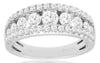 1.50CT DIAMOND 14KT WHITE GOLD 3D CLASSIC ROUND 3 ROW WEDDING ANNIVERSARY RING