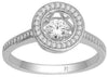 .45CT DIAMOND 14KT WHITE GOLD ROUND SOLITAIRE SEMI ETERNITY HALO FLOATING RING