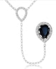 1.08CT DIAMOND 14KT WHITE GOLD PEAR SHAPE & ROUND HALO TEAR DROP LARIAT NECKLACE
