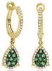 .68CT DIAMOND & AAA GREEN GARNET 14KT YELLOW GOLD 3D CLUSTER TEAR DROP EARRINGS