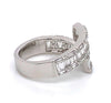 WIDE 1.43CT DIAMOND 18KT WHITE GOLD 3D ROUND & BAGUETTE CRISS CROSS SNAKE RING