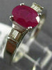 ESTATE .70CT DIAMOND & AAA RUBY 14KT WHITE GOLD 3D OVAL BAGUETTE ENGAGEMENT RING