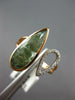 .09CT DIAMOND & AAA GREEN QUARTZ 14KT ROSE GOLD 3D PEAR SHAPE CRISS CROSS RING