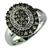 .71CT WHITE & MOCHA DIAMOND 14KT WHITE GOLD 3D CLUSTER OVAL DOUBLE HALO FUN RING