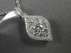 ESTATE .65CT DIAMOND 18K WHITE GOLD CLUSTER TEAR DROP LEAF HALO FLOATING PENDANT