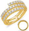 ESTATE 1.02CT DIAMOND 14KT YELLOW GOLD 3 ROW CLASSIC CRISS CROSS SNAKE FUN RING
