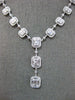 WIDE 6.37CT DIAMOND 18KT WHITE GOLD 3D ROUND & BAGUETTE LARIAT TENNIS NECKLACE