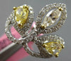 ESTATE LARGE 1.31CT WHITE & FANCY YELLOW DIAMOND 18KT 2 TONE GOLD 3D CROWN RING