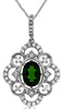 1.19CT DIAMOND & AAA RUSSALITE 14KT WHITE GOLD 3D OVAL & ROUND FLOATING PENDANT