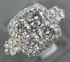 LARGE 1.32CT DIAMOND 18KT WHITE GOLD ROUND CLUSTER SQUARE HALO ENGAGEMENT RING