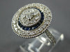 LARGE 1.87CT DIAMOND & SAPPHIRE 18K WHITE GOLD ROUND FILIGREE LOVE RING #27029