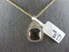 LARGE 3.39CT DIAMOND & AAA SMOKEY TOPAZ 14K YELLOW GOLD CUSHION FLOATING PENDANT