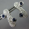 LARGE 1.10CT DIAMOND & AAA SAPPHIRE 14K WHITE GOLD 3D X CLIP ON HANGING EARRINGS