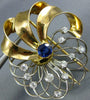 ANTIQUE LARGE 2.80CT DIAMOND & AAA SAPPHIRE 14KT 2 TONE GOLD FLOWER BROOCH #2402