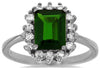 ESTATE 1.85CT DIAMOND & AAA RUSSALITE 14K WHITE GOLD SQUARE HALO ENGAGEMENT RING