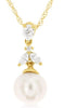 .19CT DIAMOND & AAA SOUTH SEA PEARL 14KT YELLOW GOLD 3D FLORAL FLOATING PENDANT