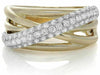 ESTATE WIDE .76CT DIAMOND 14KT TWO TONE GOLD MULTI ROW CRISS CROSS INFINITY RING