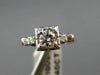 ANTIQUE .40CT OLD MINE DIAMOND 18KT WHITE GOLD SOLITAIRE ENGAGEMENT RING #21616