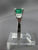 ESTATE 1.70CT DIAMOND & EMERALD 14K WHITE GOLD 3D 3 STONE ENGAGEMENT RING #27134
