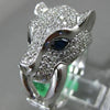 ESTATE LARGE .66CT DIAMOND & AAA DARK SAPPHIRE 18KT WHITE GOLD HAPPY TIGER RING