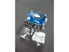 LARGE 7.63CT DIAMOND & AAA BLUE TOPAZ 14K WHITE GOLD 3D CUSHION & ROUND FUN RING