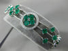 ESTATE WIDE 9.06CT DIAMOND & AAA EMERALD 18KT WHITE GOLD 3D HALO TENNIS BRACELET