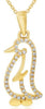 ESTATE .10CT DIAMOND 14KT YELLOW GOLD 3D HAPPY PENGUIN FUN FLOATING PENDANT