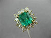 ESTATE LARGE 5.36CT DIAMOND & AAA EMERALD 18K YELLOW GOLD FLOWER ENGAGEMENT RING