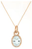 LARGE 2.12CT DIAMOND & AAA AQUAMARINE 14K ROSE GOLD HALO FLOWER FLOATING PENDANT