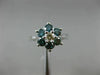 ESTATE .68CT WHITE & BLUE DIAMONDS 14KT WHITE GOLD 3D FLOWER SOLITAIRE LOVE RING