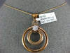 ESTATE LARGE .19CT DIAMOND 18KT ROSE GOLD FLOWER CIRCLE OF LIFE FLOATING PENDANT