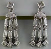 ESTATE .78CT DIAMOND 14KT WHITE GOLD ROUND BAGUETTE & PRINCESS HANGING EARRINGS