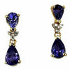 2.46CT DIAMOND & AAA TANZANITE 14KT YELLOW GOLD 3D ROUND & PEAR SHAPE EARRINGS
