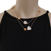LONG .01CT DIAMOND & AAA MOTHER OF PEARL 18K ROSE GOLD MULTI HEART LOVE NECKLACE