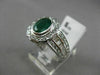 ESTATE 2.19CT DIAMOND & EMERALD 18K WHITE GOLD OVAL FLOWER BEZEL ENGAGEMENT RING