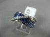 ESTATE WIDE 3.02CT DIAMOND & OMBRE AAA SAPPHIRE 14K WHITE GOLD 3D MULTI ROW RING