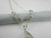 ANTIQUE 18KT WHITE LEAF DROP FILIGREE DIAMOND NECKLACE