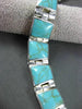 ESTATE WIDE 925 SILVER TURQUOISE 3 DIMENSION MEXICAN CHOKER NECKLACE #2916
